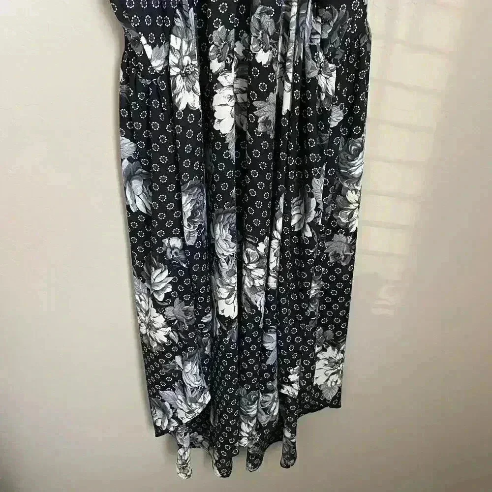 Free People Black Floral‎ Midi Dress Crochet Chest